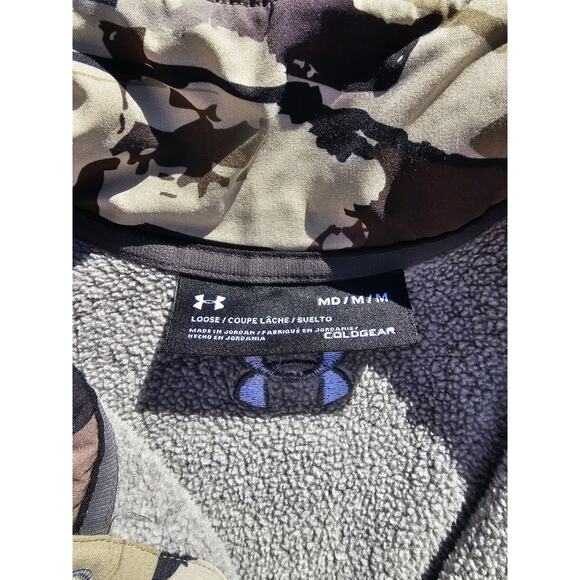 Under Armour Sweater Mens Medium Specialist 2.0 Henley Camo Pullover Snap - Picture 3 of 6